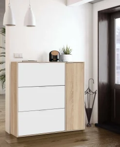 Scarpiera Ammour, 106x22h115 cm, Rovere e Bianco<Dmora Store