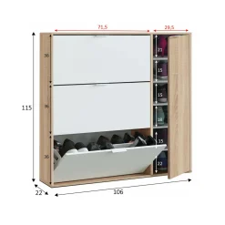 Scarpiera Ammour, 106x22h115 cm, Rovere e Bianco<Dmora Store