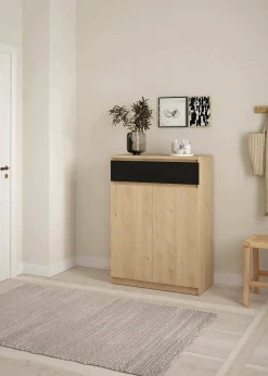 Scarpiera Angilops, 40x80 h111 cm, Rovere e Nero<Dmora Clearance