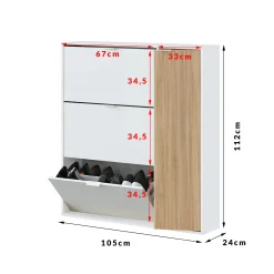 Scarpiera Angor, 105x24h112 cm, Rovere e Bianco lucido<Dmora Fashion