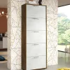 Scarpiera Anina, 67x28h183 cm, Bianco e Rovere<Dmora Clearance