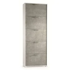 Scarpiera Anina, 67x28h183 cm, Bianco e Cemento<Dmora Outlet