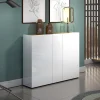 Scarpiera Anir, 145x35h115 cm, Bianco lucido e Rovere<Dmora Shop