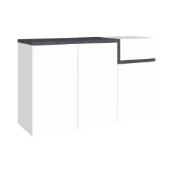 Scarpiera Anist, cm 120x40h80, Bianco lucido e Ardesia<Dmora Hot