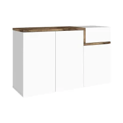 Scarpiera Anist, cm 120x40h80, Bianco lucido e Acero<Dmora Hot