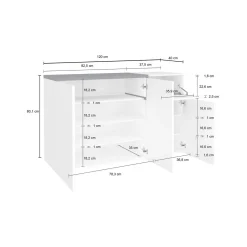 Scarpiera Anist, cm 120x40h80, Bianco lucido e Ardesia<Dmora Hot