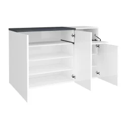 Scarpiera Anist, cm 120x40h80, Bianco lucido e Ardesia<Dmora Hot