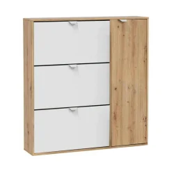 Scarpiera Anuk, 105x24h112 cm, Bianco e Rovere<Dmora Discount
