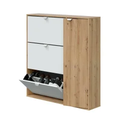 Scarpiera Anuk, 105x24h112 cm, Bianco e Rovere<Dmora Discount