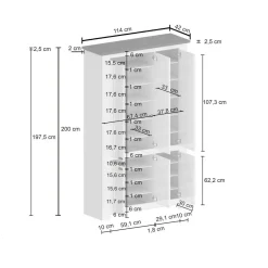 Scarpiera Apricena, 114x42h200 cm, Bianco e<Dmora Online