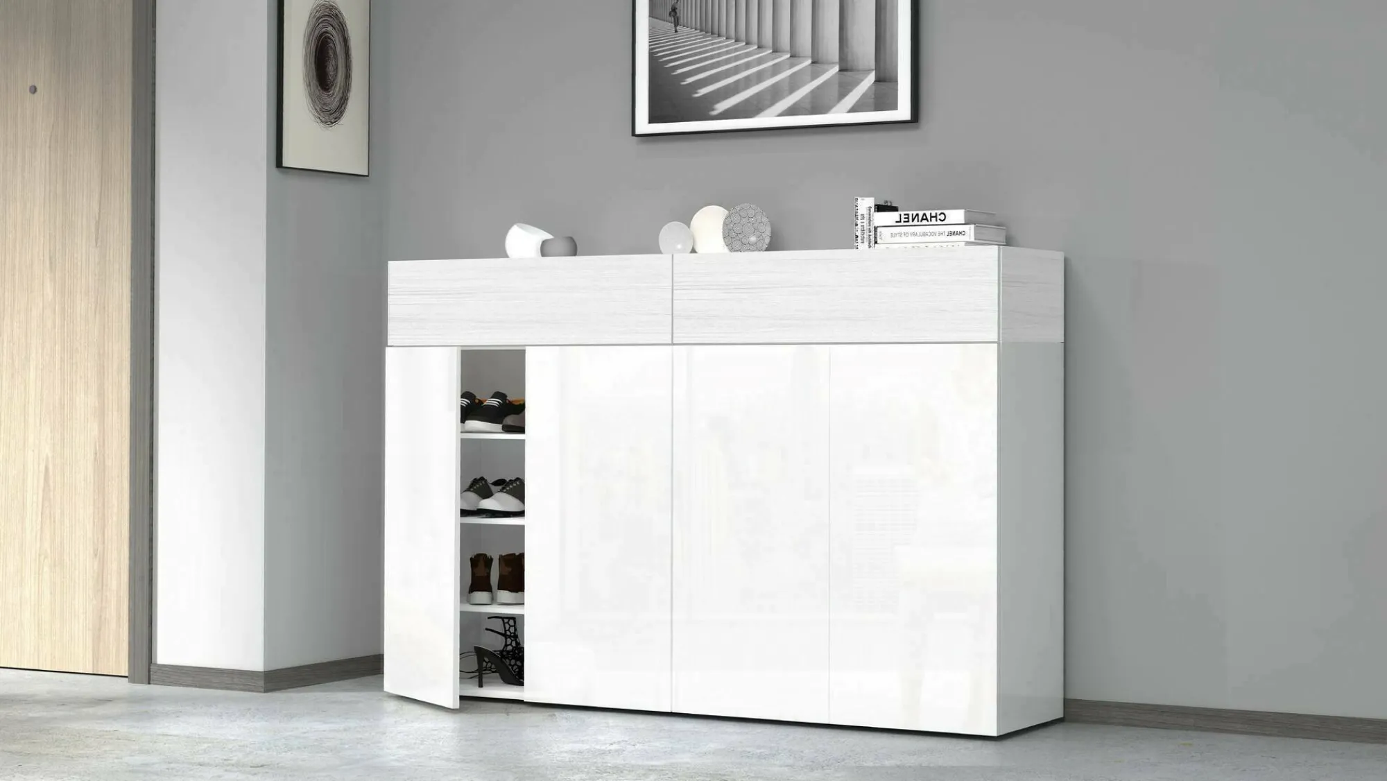 Scarpiera Are, 154x38h100 cm, effetto larice<Dmora New