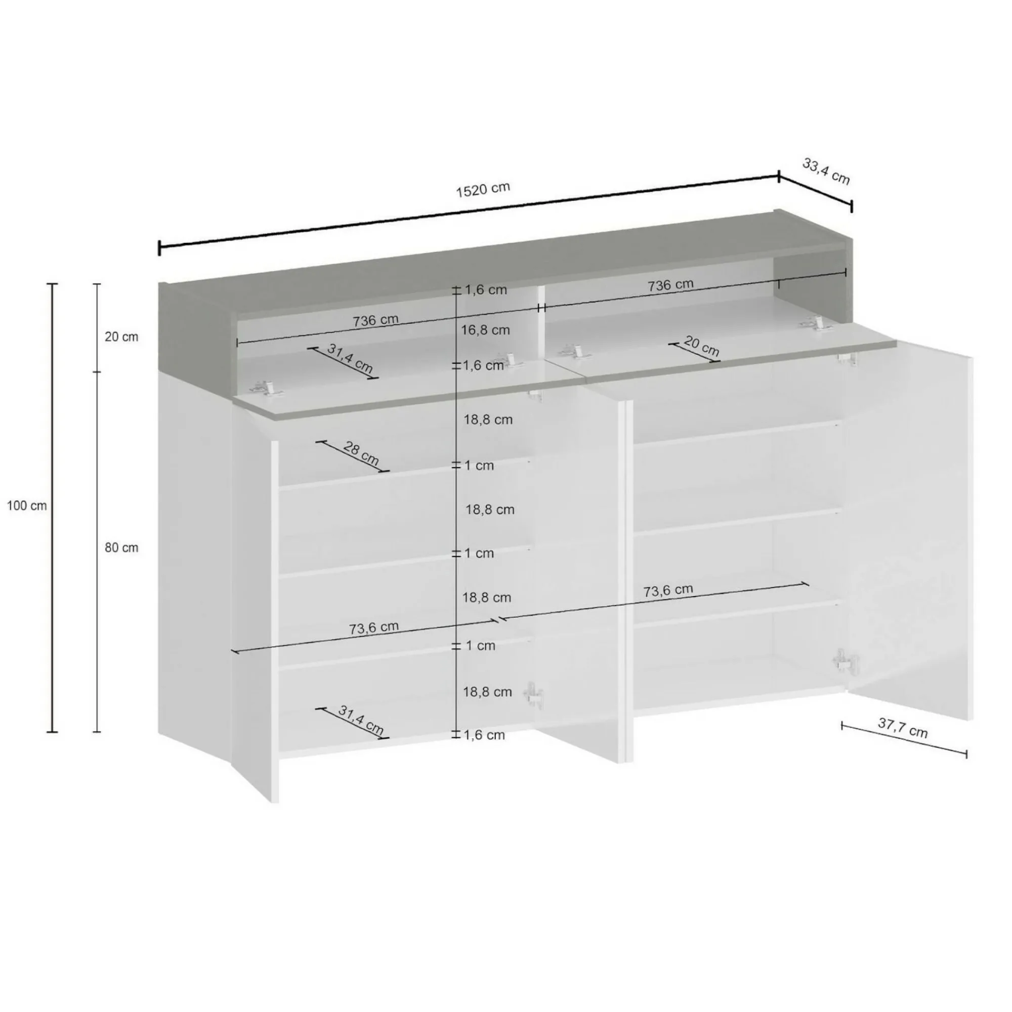 Scarpiera Are, 154x38h100 cm, effetto larice<Dmora New