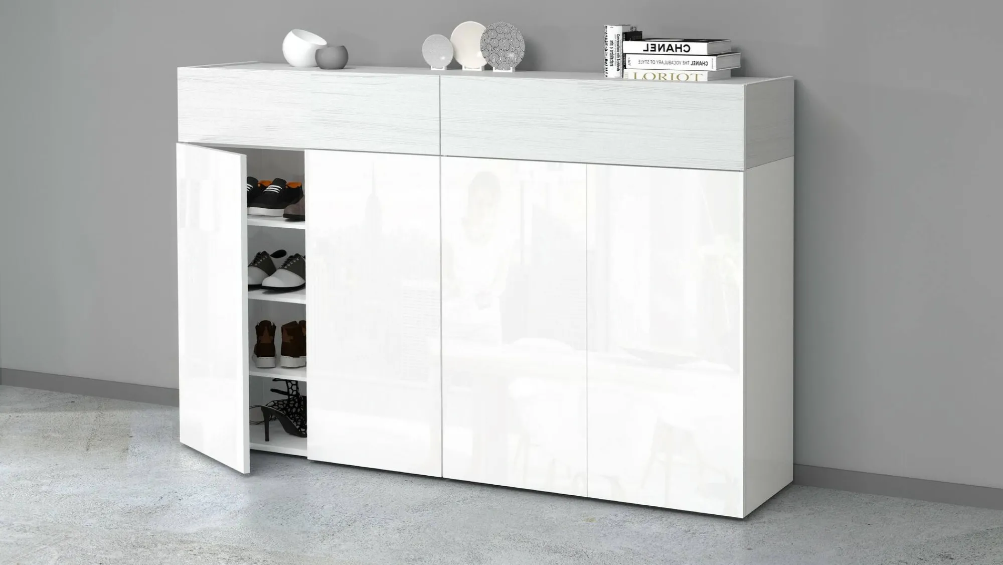 Scarpiera Are, 154x38h100 cm, effetto larice<Dmora New