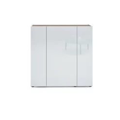 Scarpiera Arrone, 116x35h115 cm, Bianco lucido e Rovere<Dmora Store