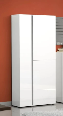 Scarpiera Arthus, 91x33h196 cm, Bianco lucido e Antracite<Dmora Outlet