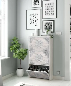 Scarpiera Asca, 60x22h113 cm, anticato<Dmora Outlet