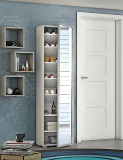 Scarpiera Asiago, 50x32hx182 cm, Bianco e Cemento<Dmora Sale