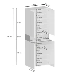 Scarpiera Asklol, 76x38h200 cm, Bianco e Ardesia<Dmora Fashion