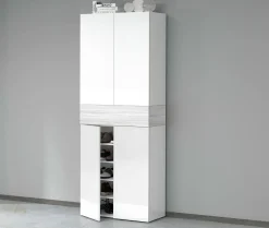 Scarpiera Asklol, 76x38h200 cm, Bianco effetto larice<Dmora Online
