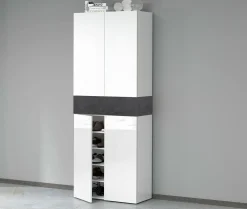 Scarpiera Asklol, 76x38h200 cm, Bianco e Ardesia<Dmora Fashion