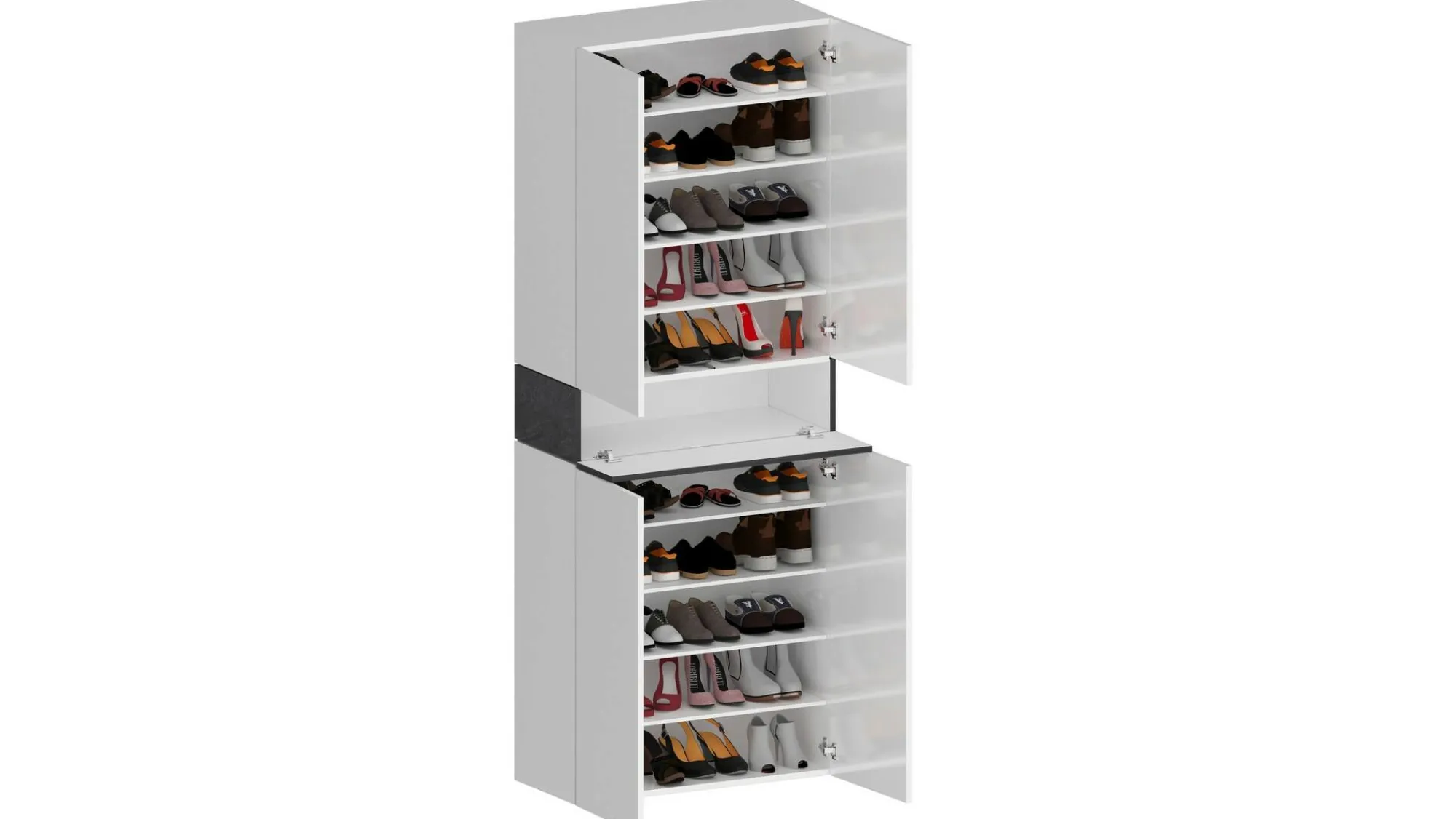 Scarpiera Asklol, 76x38h200 cm, Bianco e Ardesia<Dmora Fashion