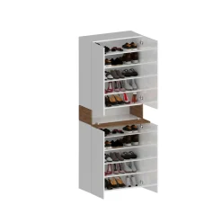 Scarpiera Asklol, 76x38h200 cm, Bianco e Rovere<Dmora Online