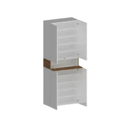 Scarpiera Asklol, 76x38h200 cm, Bianco e Rovere<Dmora Online