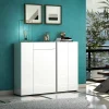 Scarpiera Aureliano, 149x33h115 cm, Bianco lucido e Antracite<Dmora New