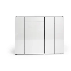 Scarpiera Aureliano, 149x33h115 cm, Bianco lucido e Antracite<Dmora New