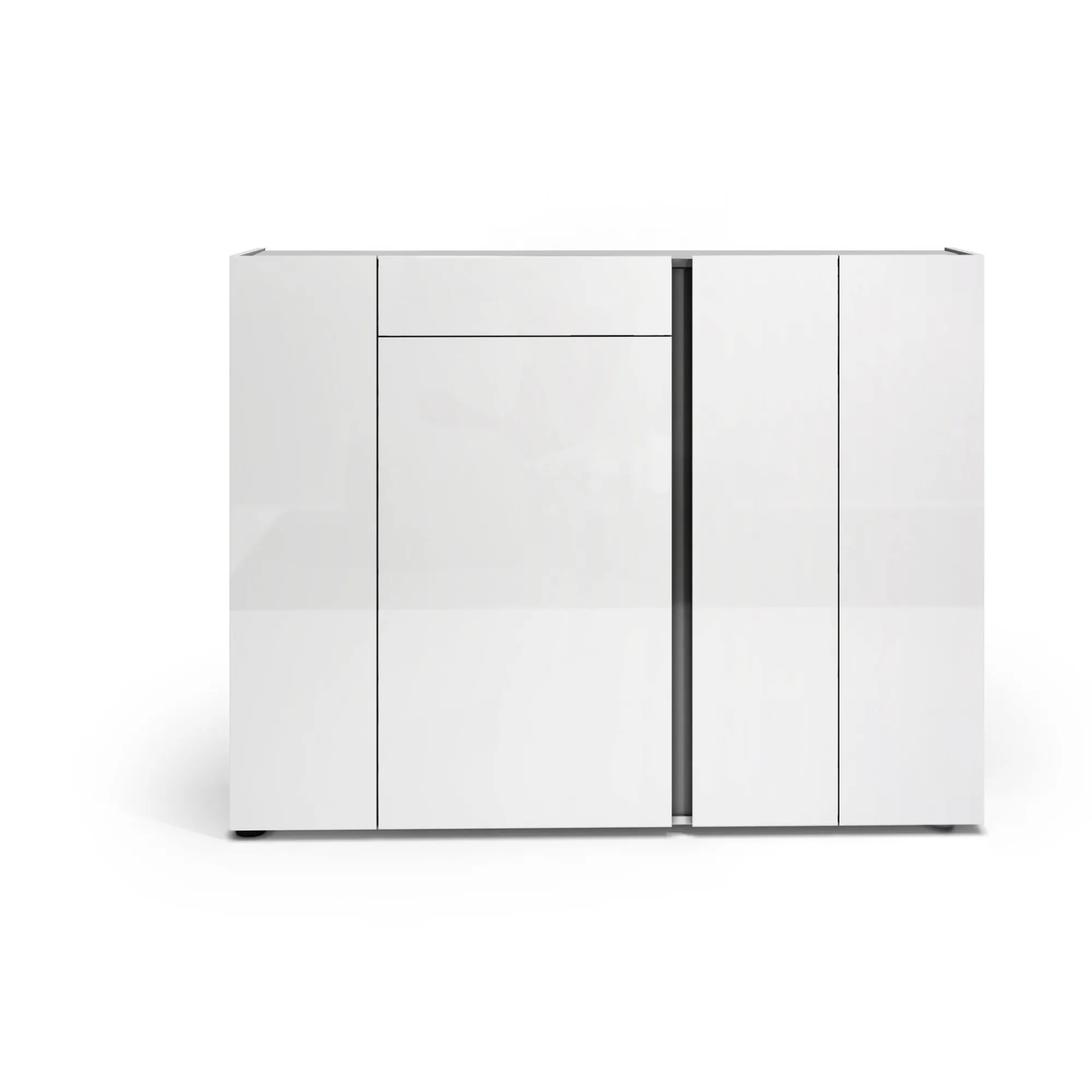 Scarpiera Aureliano, 149x33h115 cm, Bianco lucido e Antracite<Dmora New