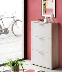 Scarpiera Axinite, 67x28h112 cm, Bianco e Olmo<Dmora Best Sale