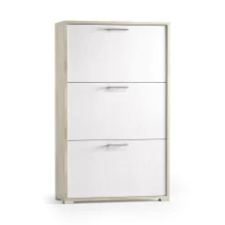 Scarpiera Axinite, 67x28h112 cm, Bianco e Olmo<Dmora Best Sale