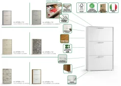 Scarpiera Axinite, 67x28h112 cm, Bianco e Cemento<Dmora Outlet