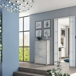 Scarpiera Axinite, 67x28h112 cm, Cemento e Azzurro<Dmora Best