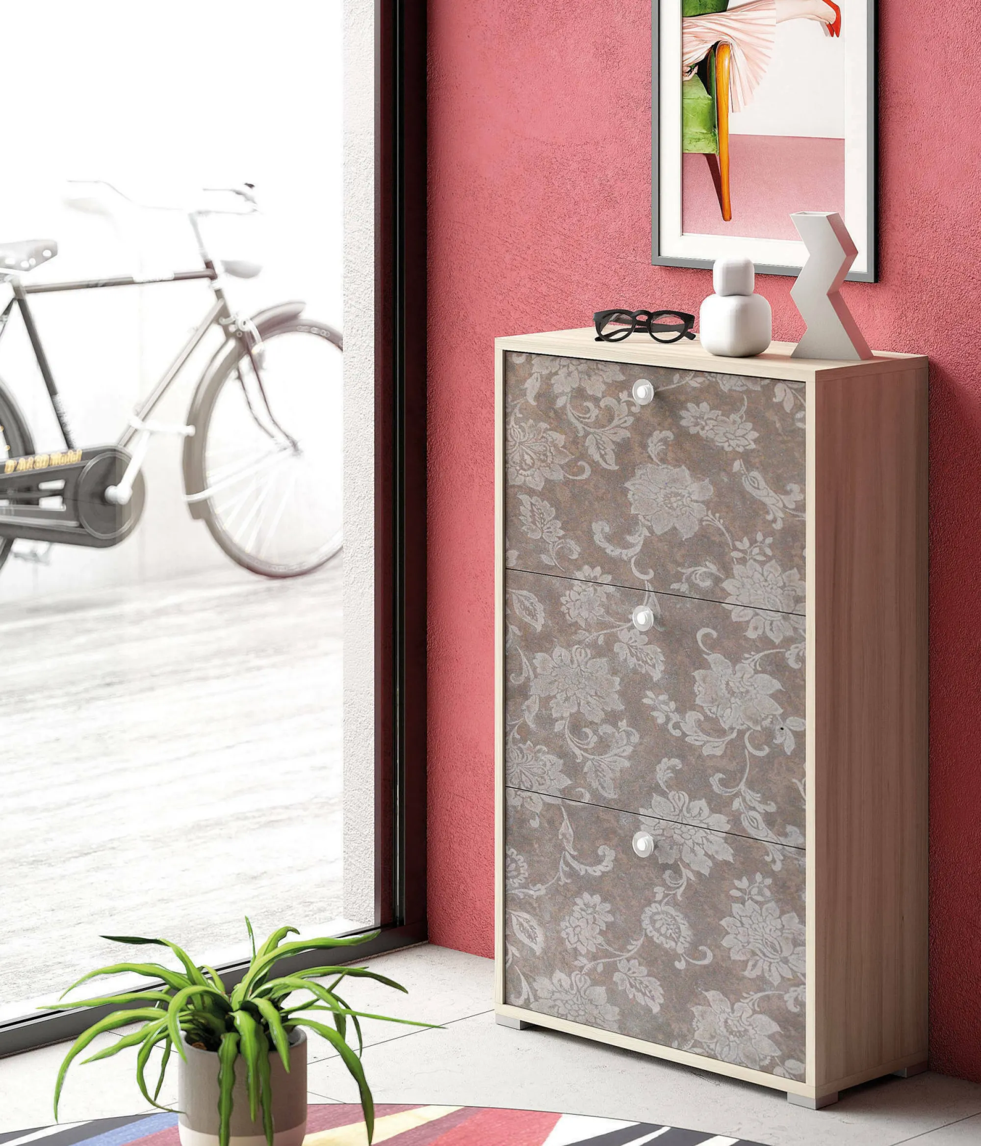 Scarpiera Axinite, 67x28h112 cm, Olmo e fantasia<Dmora Discount