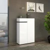 Scarpiera Badolato, 80x34h115 cm, Bianco lucido e Antracite<Dmora Best