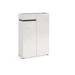 Scarpiera Badolato, 80x34h115 cm, Bianco lucido e Antracite<Dmora Best