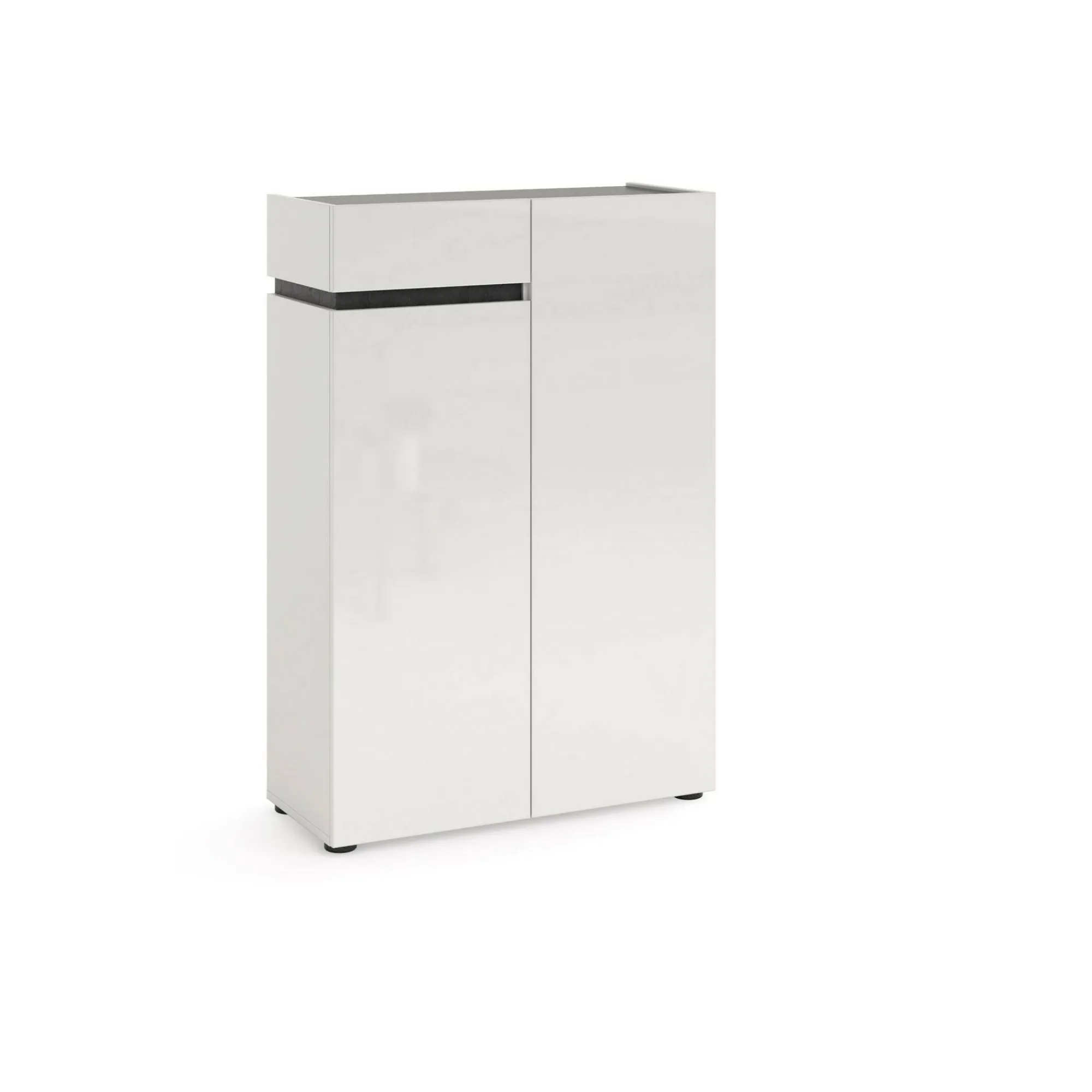 Scarpiera Badolato, 80x34h115 cm, Bianco lucido e Antracite<Dmora Best