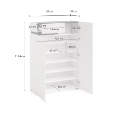 Scarpiera Badolato, 80x34h115 cm, Bianco lucido e Antracite<Dmora Best