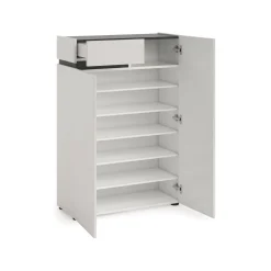 Scarpiera Badolato, 80x34h115 cm, Bianco lucido e Antracite<Dmora Best