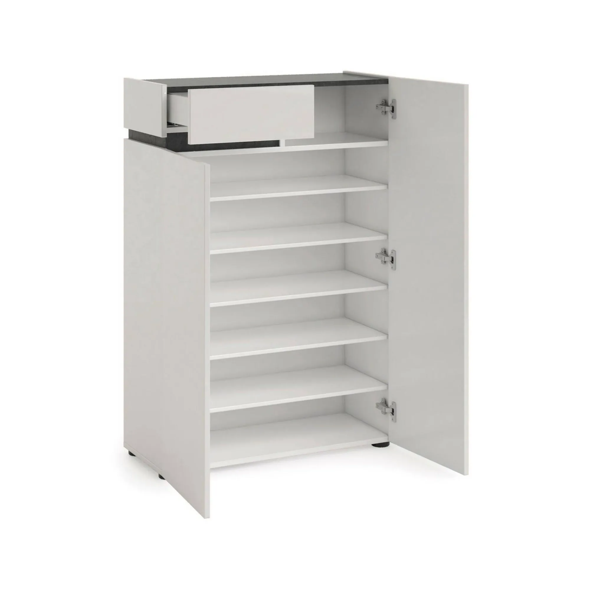 Scarpiera Badolato, 80x34h115 cm, Bianco lucido e Antracite<Dmora Best