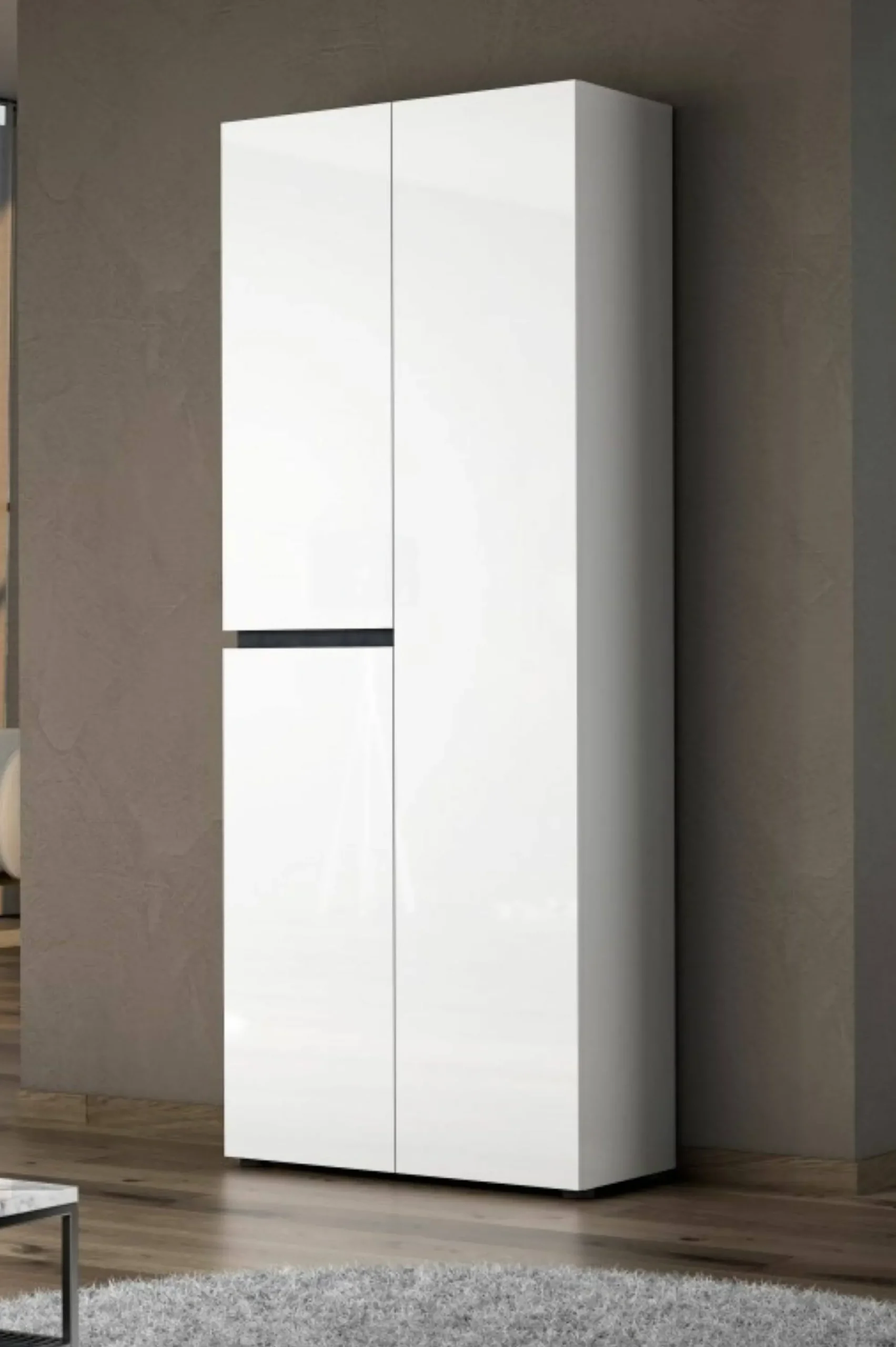 Scarpiera Baiso, 80x34h200 cm, Bianco lucido e Antracite<Dmora Online