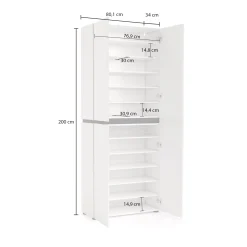 Scarpiera Baiso, 80x34h200 cm, Bianco lucido e Antracite<Dmora Online