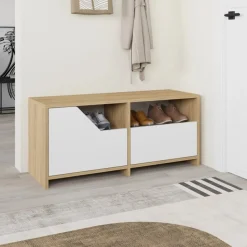 Scarpiera Berto, 105x37 h47 cm, Quercia e Bianco<Dmora Best