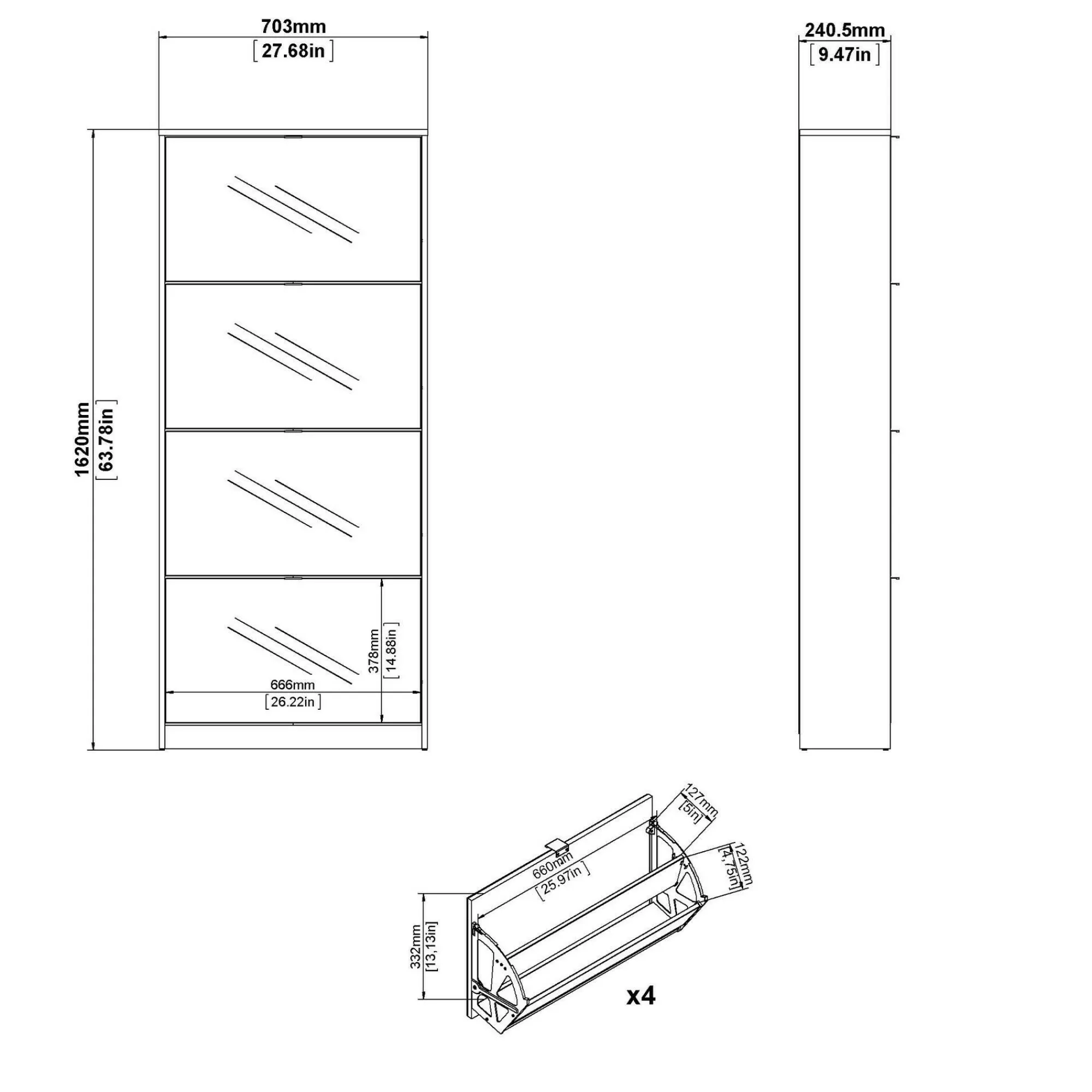 Scarpiera Bliss, Mobile portascarpe, Armadio da ingresso multiuso, Mobiletto per calzature, 24x70 h162 cm, Bianco<Dmora Flash Sale