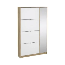 Scarpiera Brie, Mobile portascarpe, Armadio da ingresso multiuso, Mobiletto per calzature, 99x24 h162 cm, Quercia e Bianco<Dmora Hot
