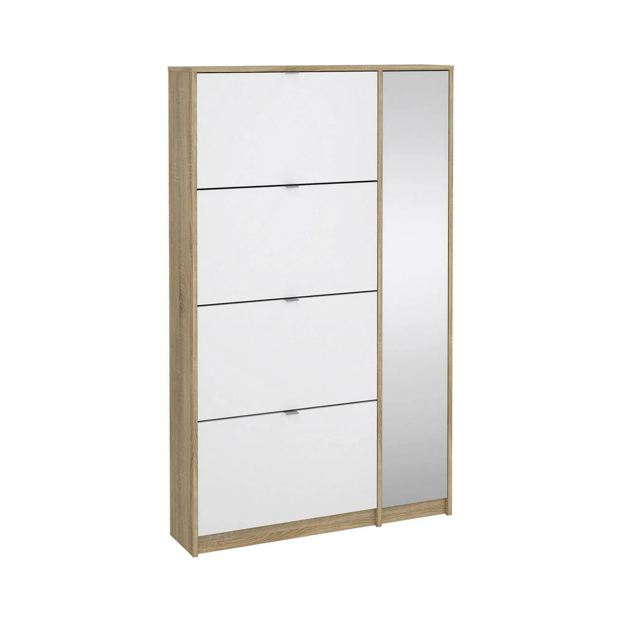 Scarpiera Brie, Mobile portascarpe, Armadio da ingresso multiuso, Mobiletto per calzature, 99x24 h162 cm, Quercia e Bianco<Dmora Hot