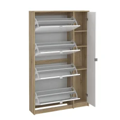 Scarpiera Brie, Mobile portascarpe, Armadio da ingresso multiuso, Mobiletto per calzature, 99x24 h162 cm, Quercia e Bianco<Dmora Hot