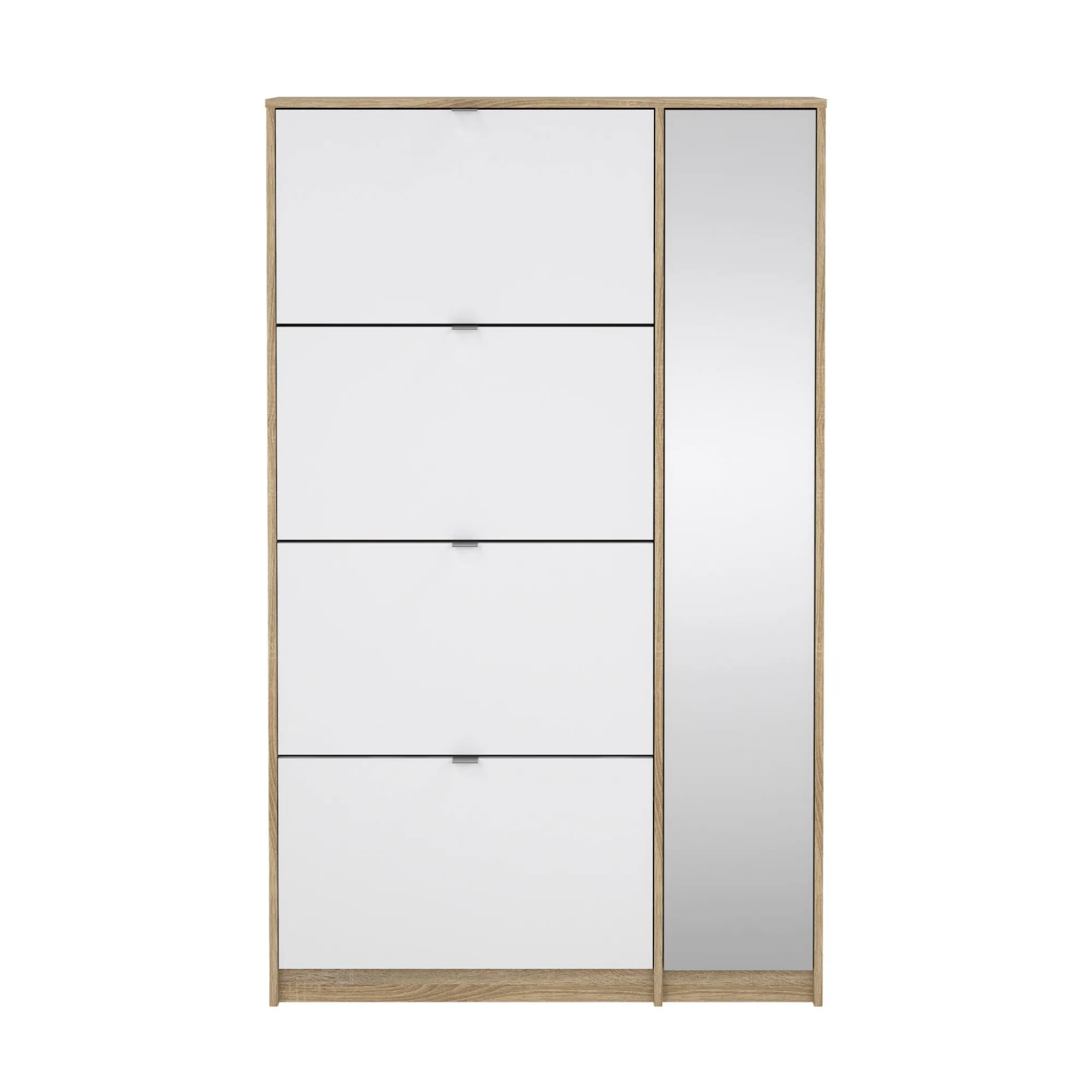 Scarpiera Brie, Mobile portascarpe, Armadio da ingresso multiuso, Mobiletto per calzature, 99x24 h162 cm, Quercia e Bianco<Dmora Hot