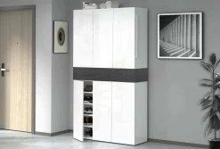 Scarpiera Charoite, 114x35h200 cm, Bianco e<Dmora Cheap